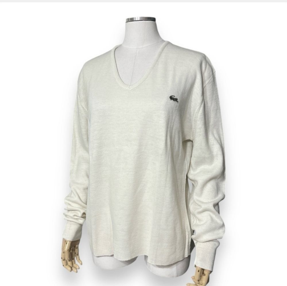 IZOD x LACOSTE Off White V Neck Sweater VINTAGE